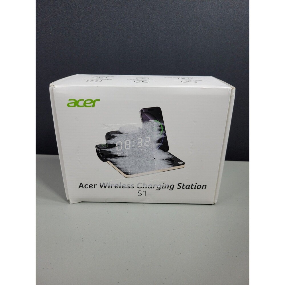 Acer Wireless Charging Station S1 7-in-1 Dock Alarm Clock Temperature Black